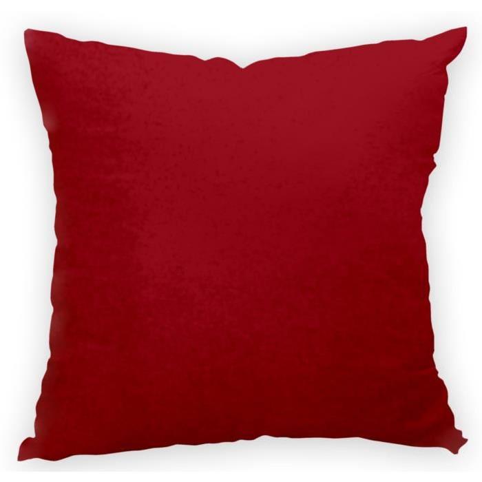 SOLEIL D'OCRE Coussin en polaire Norvége - 40 x 40 cm - Rouge