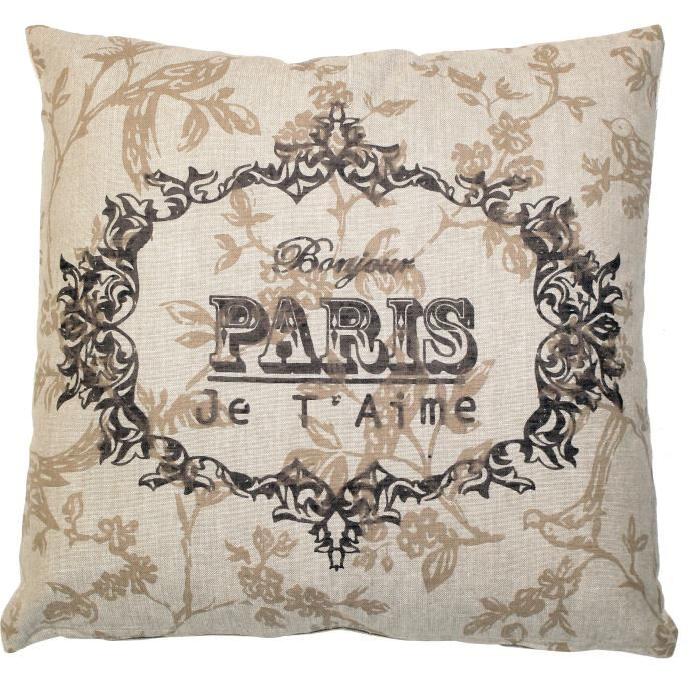 SOLEIL D'OCRE Coussin Paris  40x40 cm - Enveloppe 100% coton - Taupe