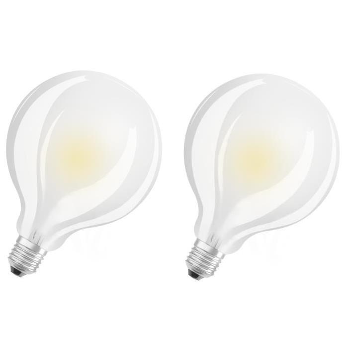 OSRAM Lot de 2 Ampoules LED E27 globe dépolie 7 W équivalent a 60 W blanc chaud