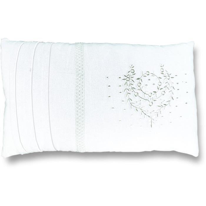 SOLEIL D'OCRE Coussin Poeme 30x50 cm - Enveloppe 100% coton - Blanc