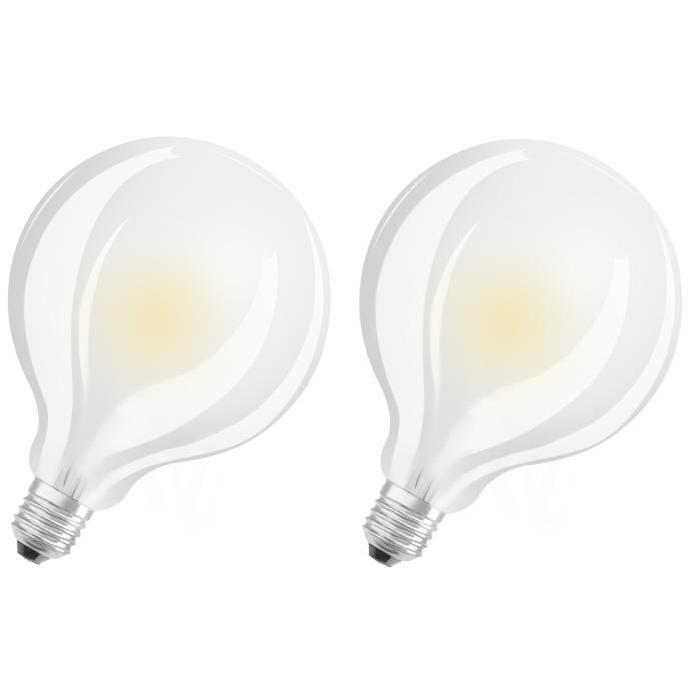 OSRAM Lot de 2 Ampoules LED E27 globe dépolie 11 W équivalent a 100 W blanc chaud