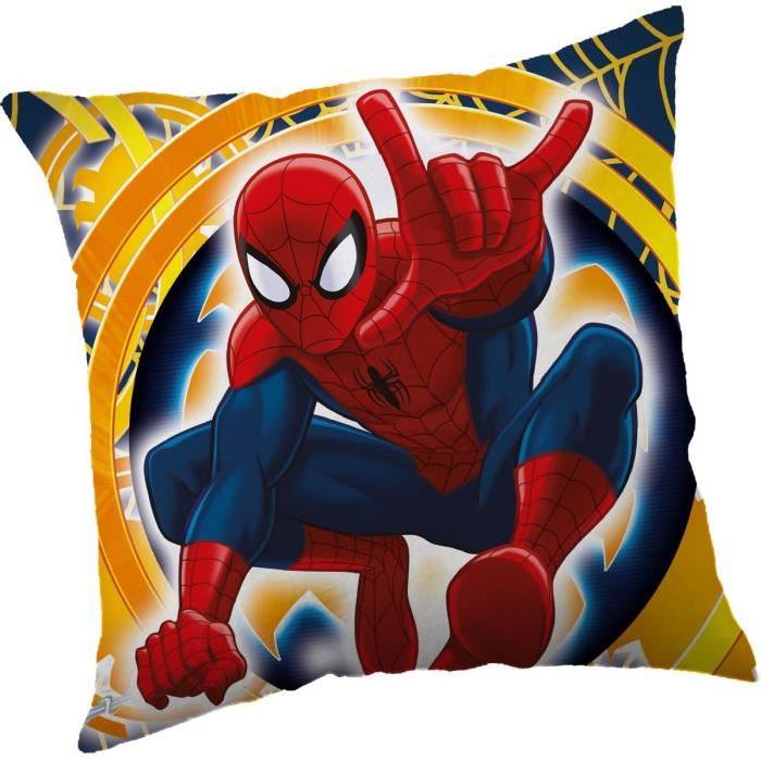 SPIDERMAN Coussin Microfibre 40x40 cm rouge, bleu et jaune