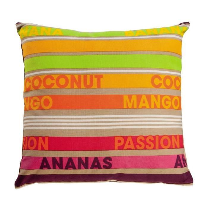 HOME STORIES Coussin coton imprimé bayadere Mango 45 cm orange