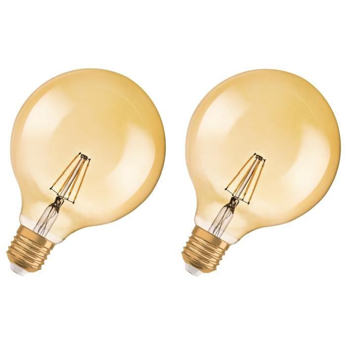 OSRAM Lot de 2 Ampoules LED E27 globe vintage édition 1906 6,5 W équivalent a 51 W blanc chaud dimmable