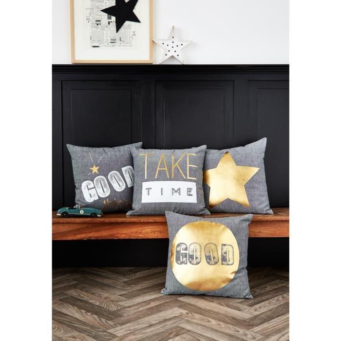 TODAY Coussin déhoussable Chambray Coton GOLD STAR - 40x40cm