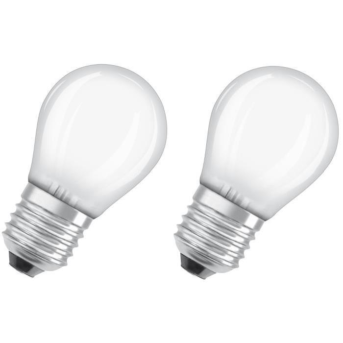 OSRAM Lot de 2 Ampoules LED E27 sphérique dépolie 4,5 W équivalent a 40 W blanc chaud dimmable