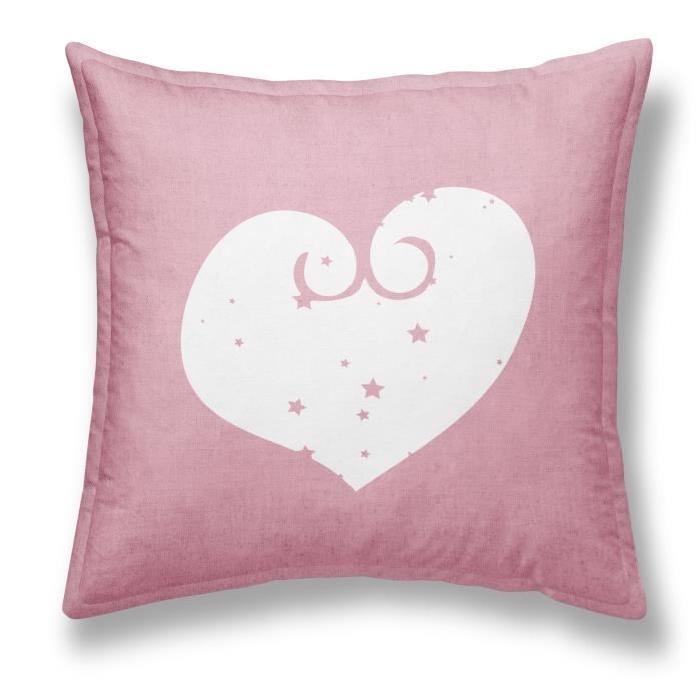 TODAY Coussin déhoussable Chambray Coton GIRL HEART - 40x40cm