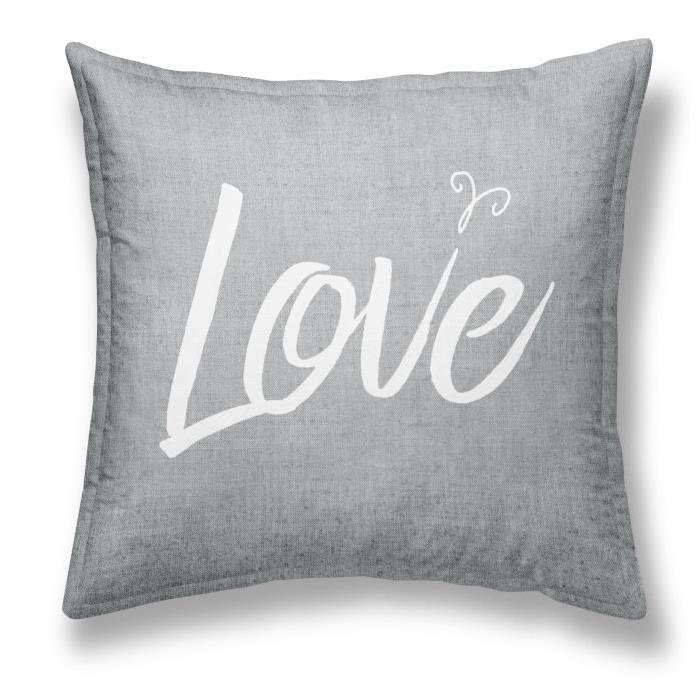 TODAY Coussin déhoussable Chambray Coton GIRL LOVE - 40x40cm