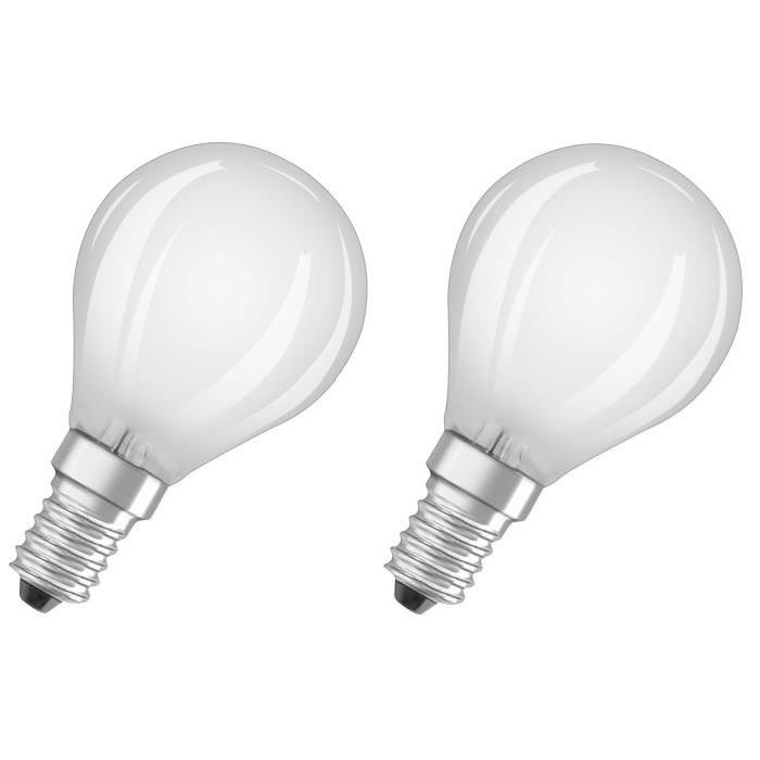 OSRAM Lot de 2 Ampoules LED E14 sphérique dépolie 4 W équivalent a 40 W lumiere du jour