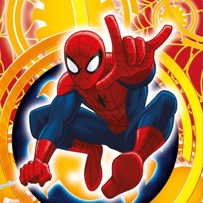 SPIDERMAN Coussin Microfibre 40x40 cm jaune, rouge et bleu