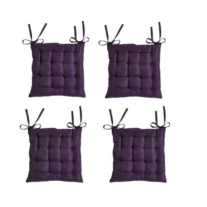 TODAY Lot de 4 assises matelassées 16 points 100% coton 40x40 cm purple