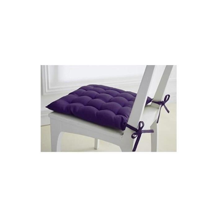 TODAY Lot de 4 assises matelassées 16 points 100% coton 40x40 cm purple