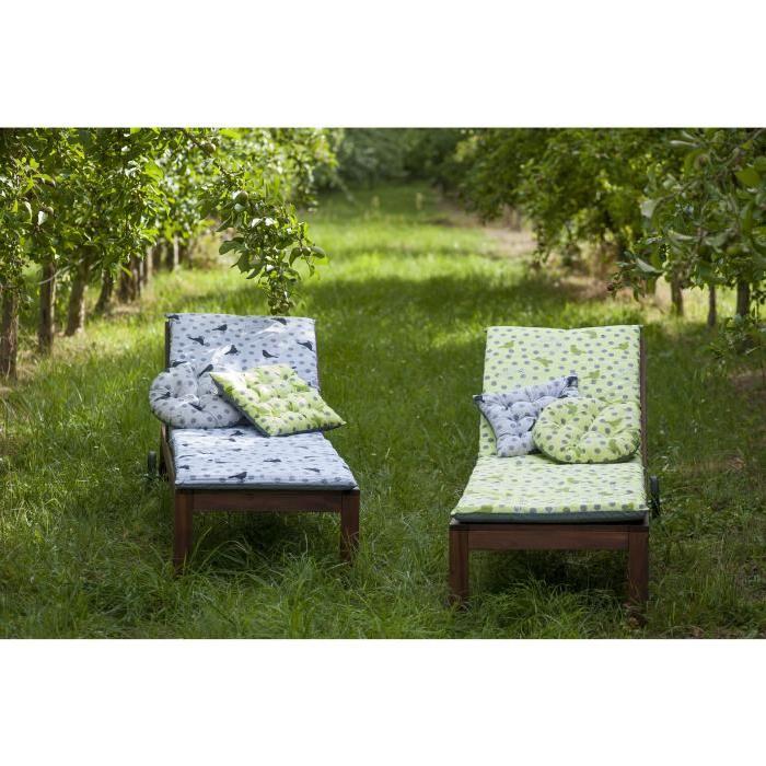 JARDIN PRIVE Galette de chaise futon BIRDY 40x40x5 cm vert