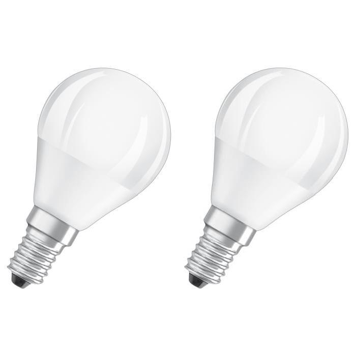 OSRAM Lot de 2 Ampoules LED Star + Active&Relax E14 sphérique 5 W équivalent a 40 W blanc chaud ou froid