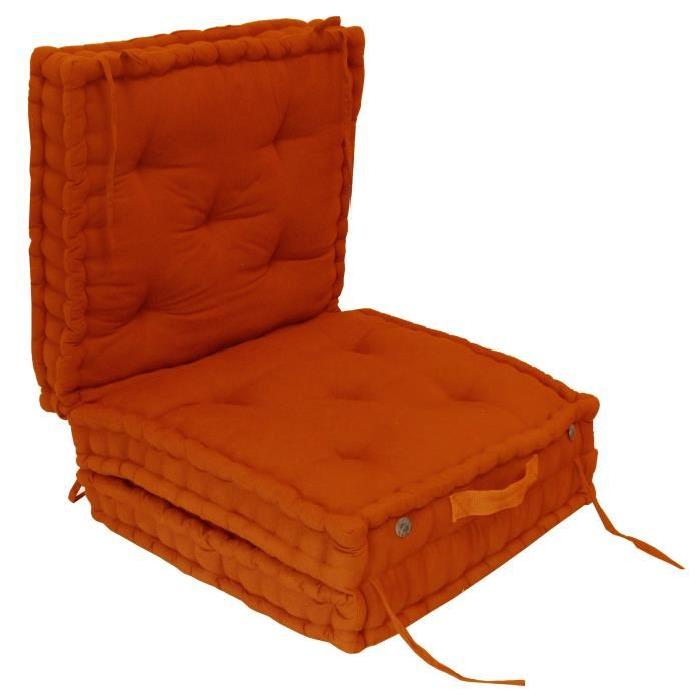 Coussin de sol 3 plis 100% coton 60x60x180 cm orange
