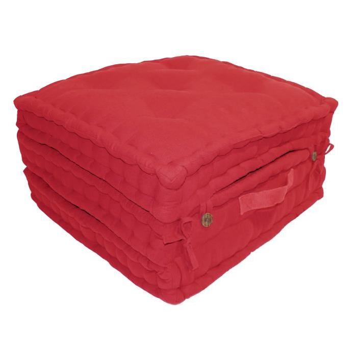 Coussin de sol 3 plis 100% coton 60x60x180 cm rouge