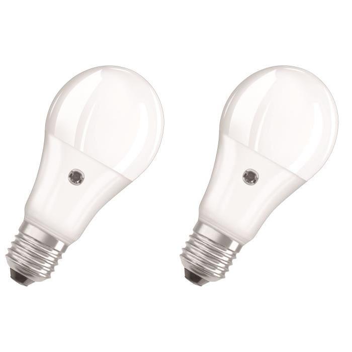 OSRAM Lot de 2 Ampoules LED Star + Daylight Sensor E27 standard 10 W équivalent a 75 W blanc chaud