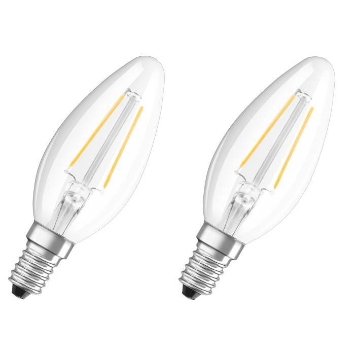 NEOLUX Lot de 2 Ampoules LED E14 flamme claires 2 W équivalent a 25 W blanc chaud