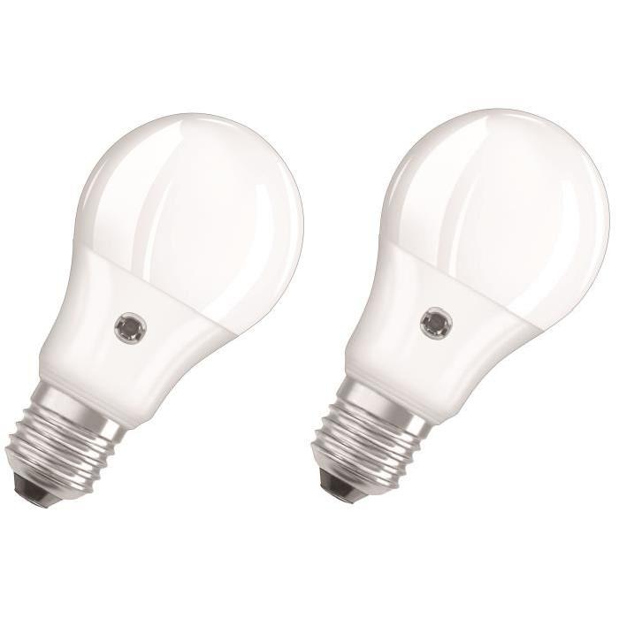 OSRAM Lot de 2 Ampoules LED Star + Daylight Sensor E27 standard 5,5 W équivalent a 40 W blanc chaud ou froid