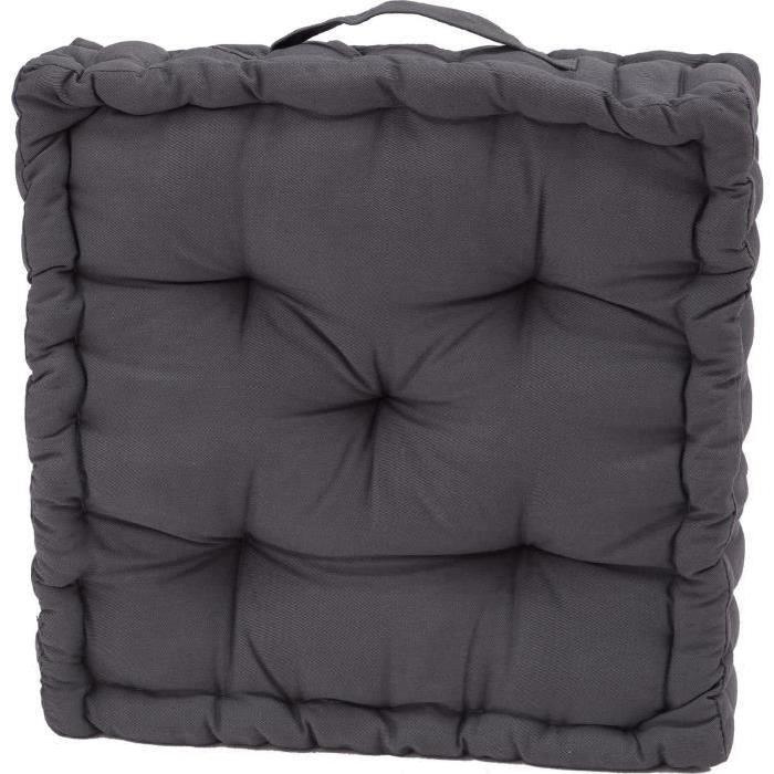 FINLANDEK Coussin de sol IMATRA, 100 % coton, gris, 40x40x10 cm