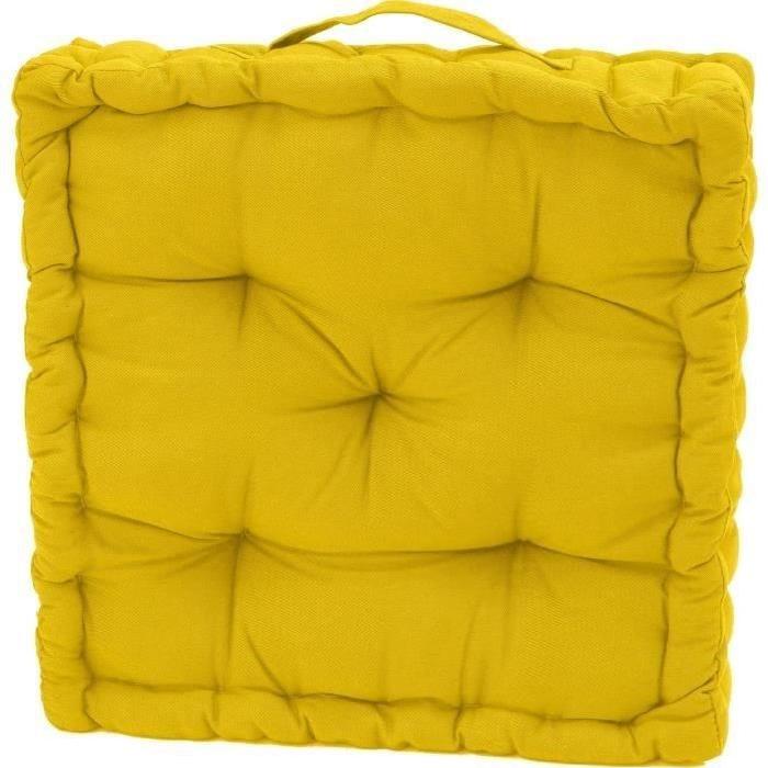FINLANDEK Coussin de sol IMATRA, 100 % coton, jaune, 40x40x10 cm