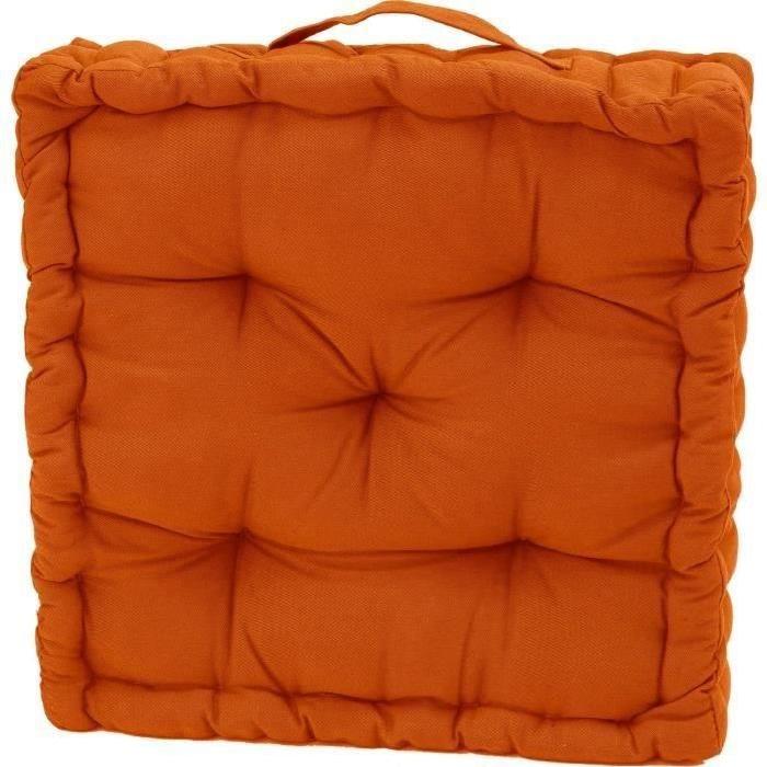 FINLANDEK Coussin de sol IMATRA, 100 % coton, orange, 40x40x10 cm