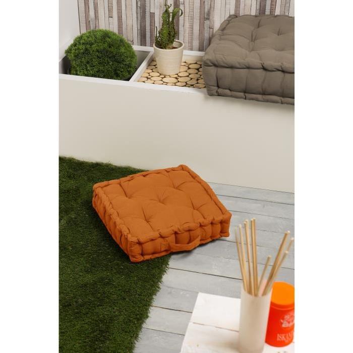 FINLANDEK Coussin de sol IMATRA, 100 % coton, orange, 40x40x10 cm