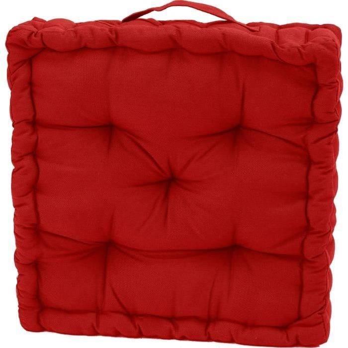 FINLANDEK Coussin de sol IMATRA, 100 % coton, rouge, 40x40x10 cm