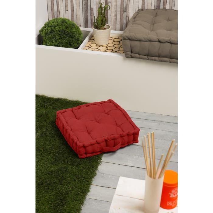 FINLANDEK Coussin de sol IMATRA, 100 % coton, rouge, 40x40x10 cm