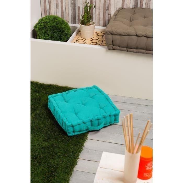 FINLANDEK Coussin de sol IMATRA, 100 % coton, turquoise, 40x40x10 cm