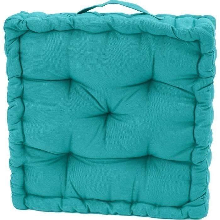 FINLANDEK Coussin de sol IMATRA, 100 % coton, turquoise, 40x40x10 cm