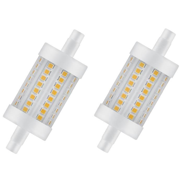 OSRAM Lot de 2 Ampoules crayon LED 78 mm R7S 8 W équivalent a 75 W blanc chaud dimmable