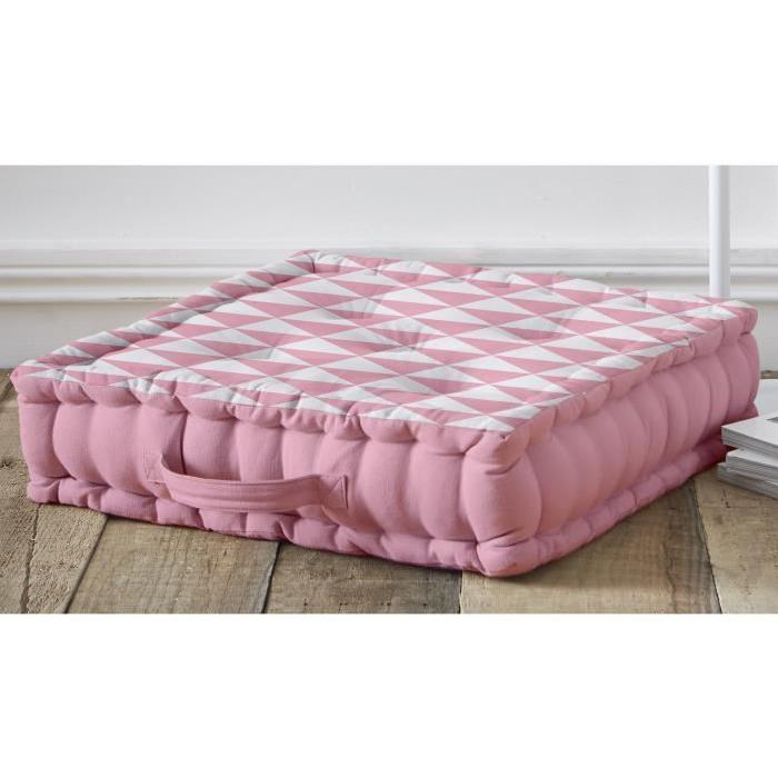 TODAY Coussin de sol 100% coton California Dream Zest 45x45x12 cm rose et blanc