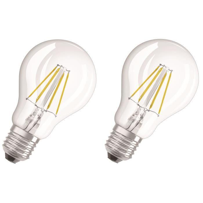 NEOLUX Lot de 2 Ampoules LED E27 standard claire 4 W équivalent a 40 W blanc chaud