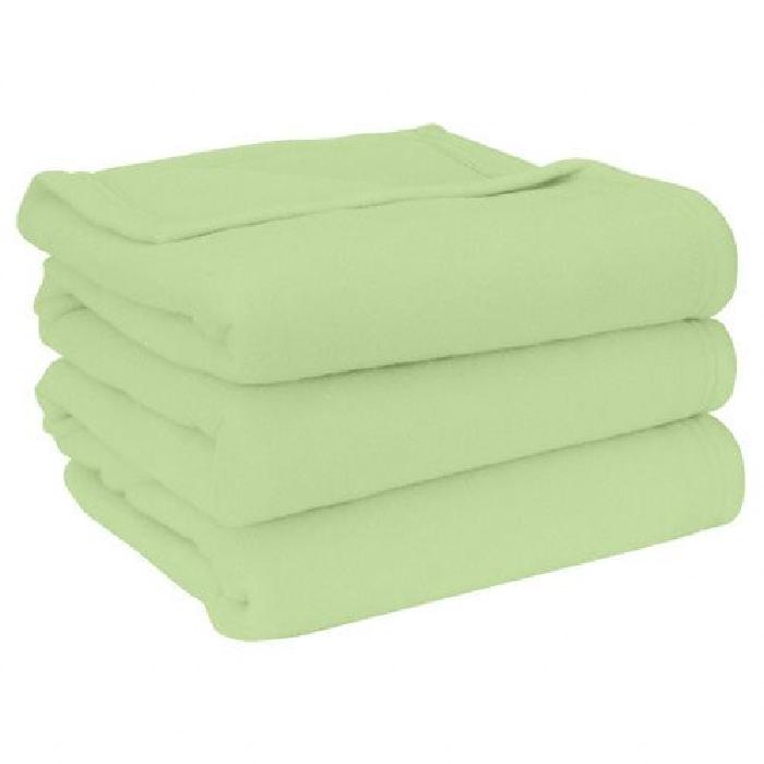 Couverture Polaire unie - 180 x 220 cm - Vert amande