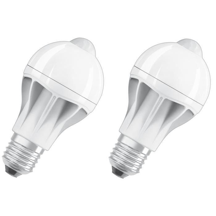 OSRAM Lot de 2 Ampoules LED Star + Motion Sensor E27 standard 9 W équivalent a 60 W blanc chaud