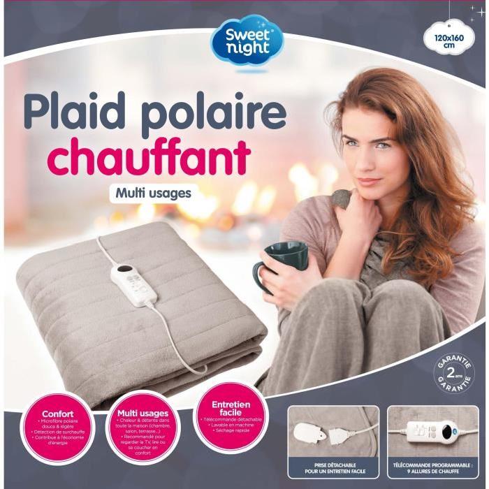 SWEETNIGHT Plaid chauffant 120x160 cm beige