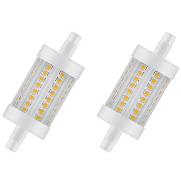 OSRAM Lot de 2 Ampoules crayon LED 78 mm R7S 8 W équivalent a 75 W blanc chaud