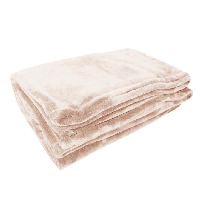 Couverture Microdoux 180x220 cm microfibre beige