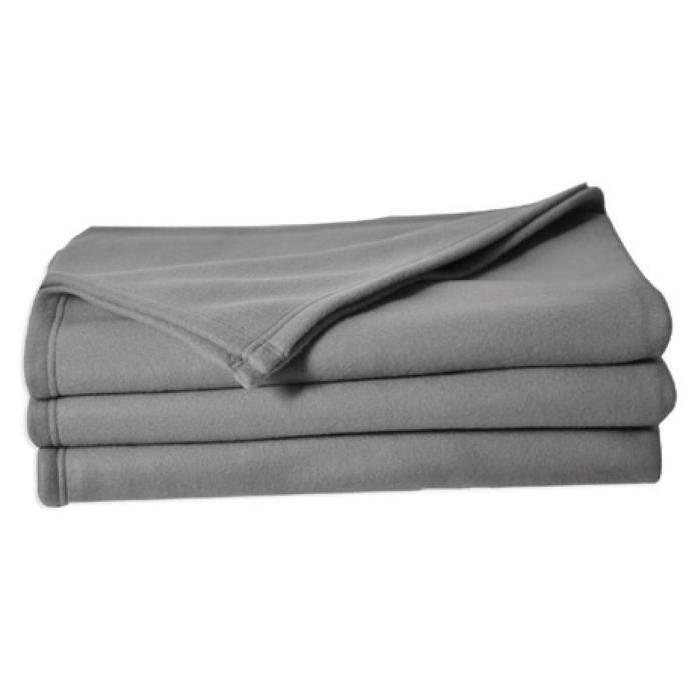 POLUNO Couverture maille polaire 180x220 cm gris