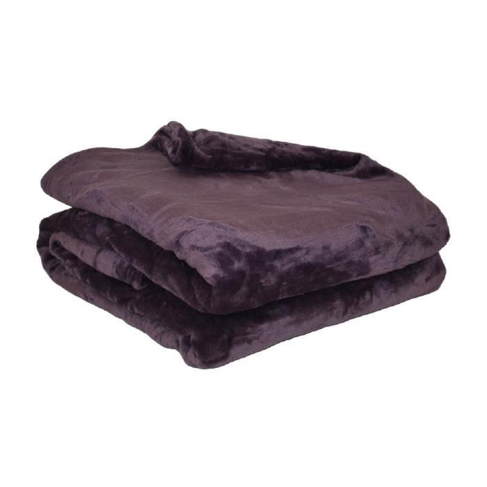 Couverture microflanelle 180x220 cm prune