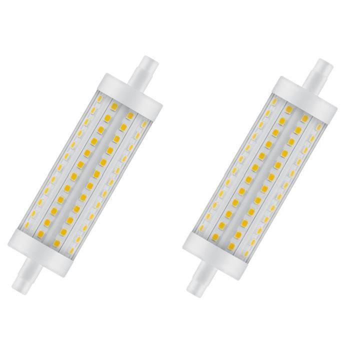 OSRAM Lot de 2 Ampoules crayon LED 118 mm R7S 15 W équivalent a 125 W blanc chaud dimmable