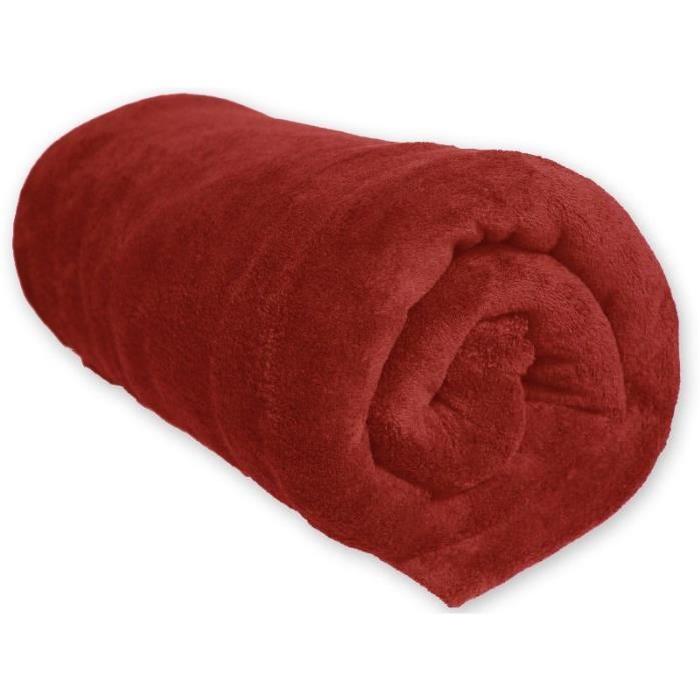 SOLEIL D'OCRE Couverture microfibre - 180 x 220 cm - Rouge