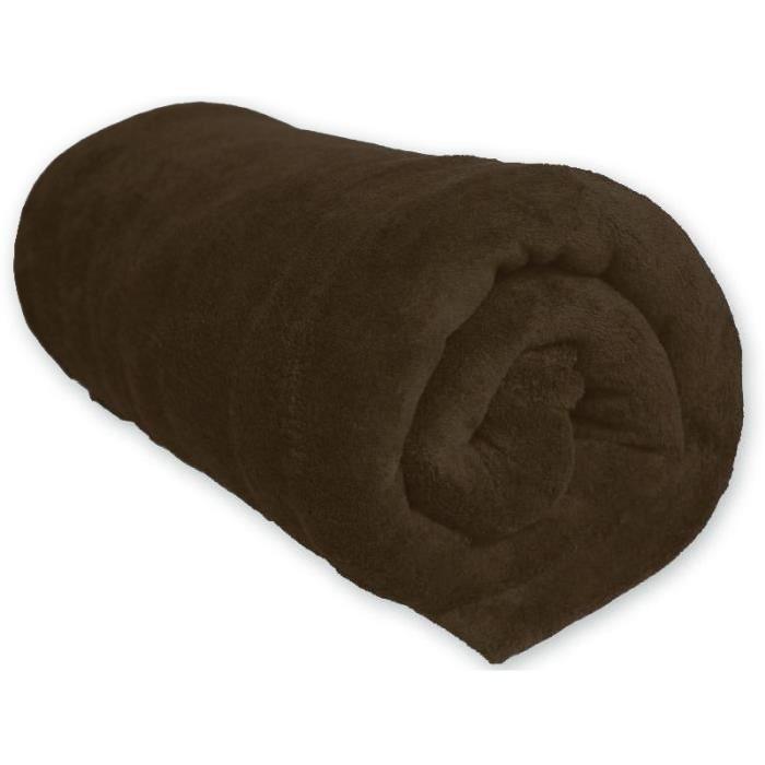 SOLEIL D'OCRE Couverture microfibre - 180 x 220 cm - Chocolat