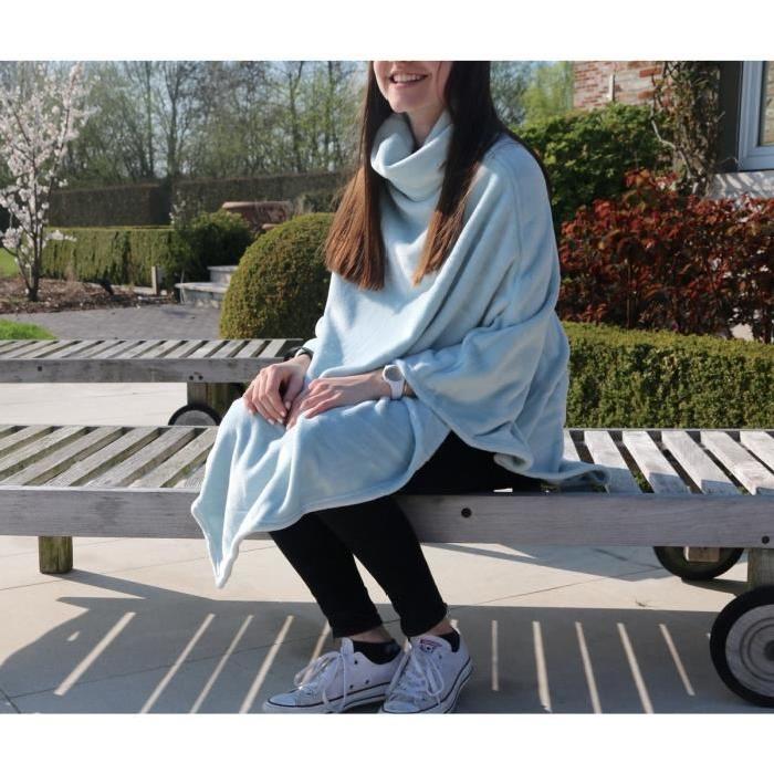 Poncho microfibre Grand Luxe Taille Unique 80x80 cm bleu glacier