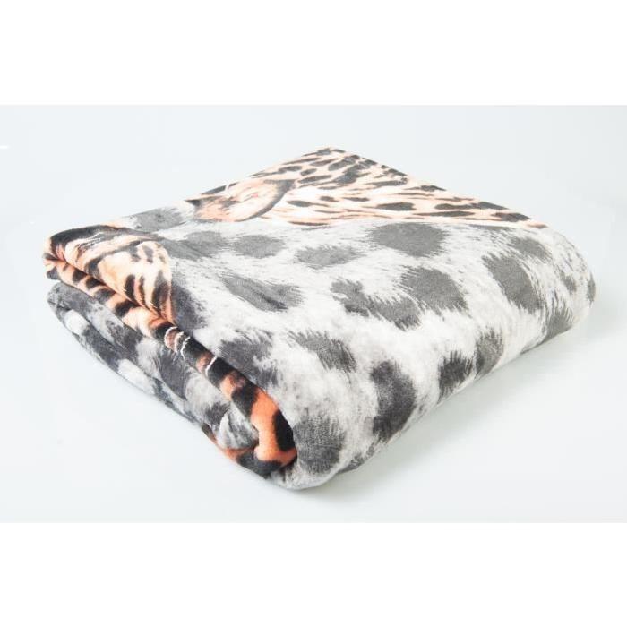 Plaid J microfibre grand luxe 150x200 cm tigre brun