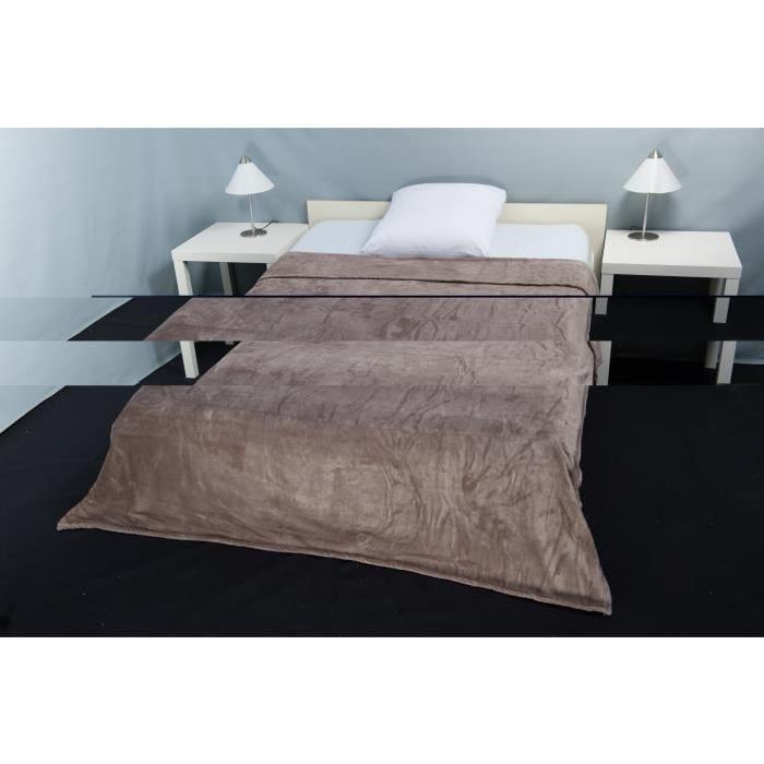 Couverture microfibre Grand Luxe 180x220 cm coco