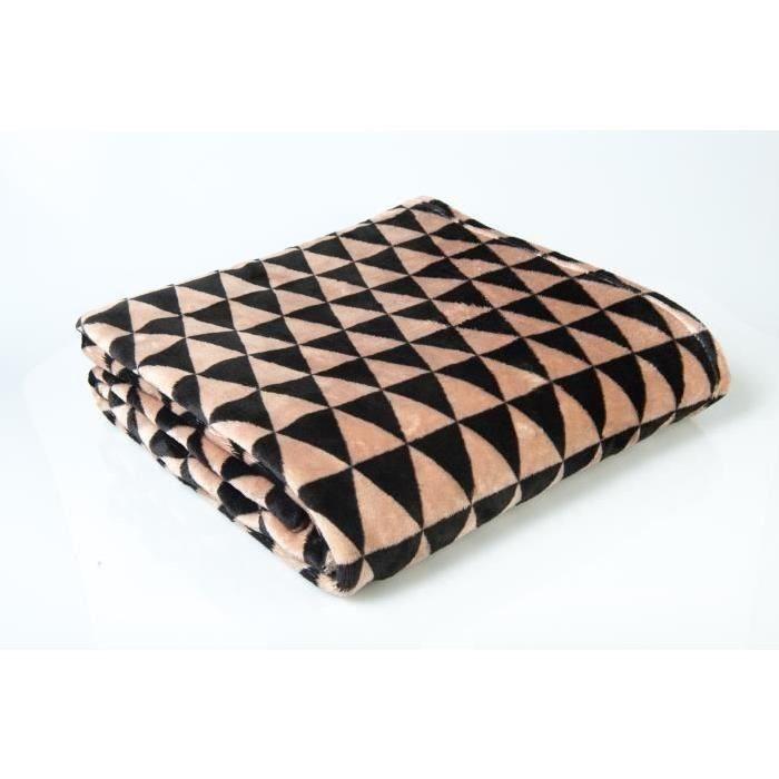 Plaid microfibre grand luxe 150x200 cm noir et brun