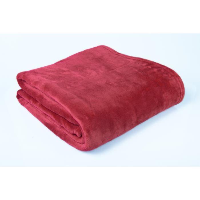 Plaid microfibre grand luxe uni 130x160 cm terracotta