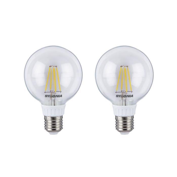 SYLVANIA Lot de 2 ampoules LED RETRO Filament Globe G80 E27 40W